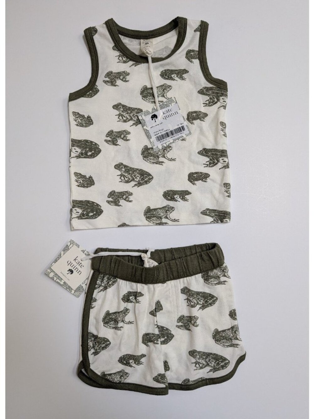 Kate Quinn Modal Moss Frogs Tank Top Shorts Set 12-18 Months Baby Shorts Set
